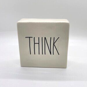 Rae Dunn Think Evolve Desk Office Decoration Paperweight Inspiration Ceramic 4"
